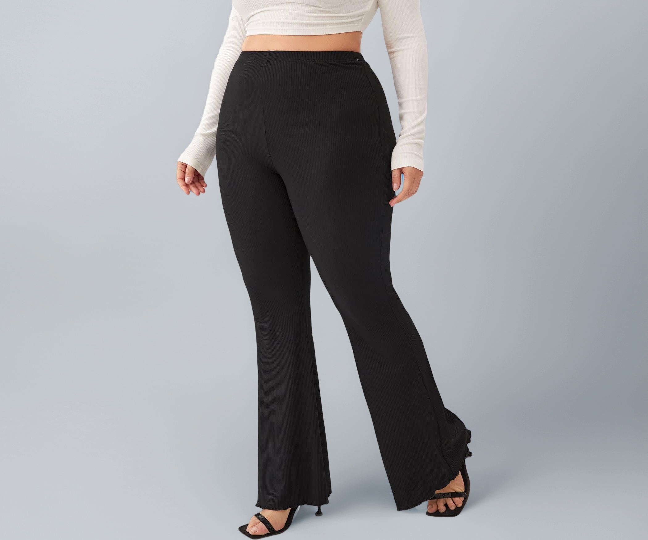 Buy Plussclub Women Mid Rise Plus Size Flared Pant All Day Wear